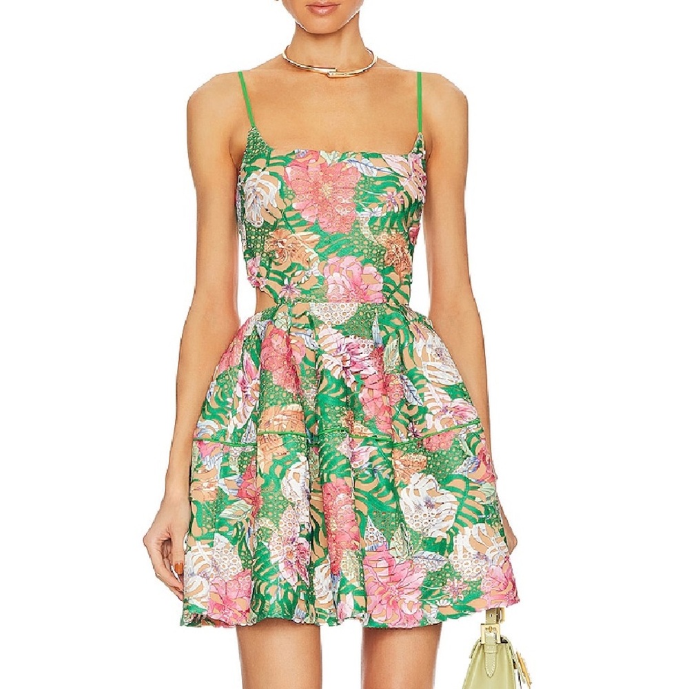 Mikaela Dress Elliatt - Green and Pink Floral Dress